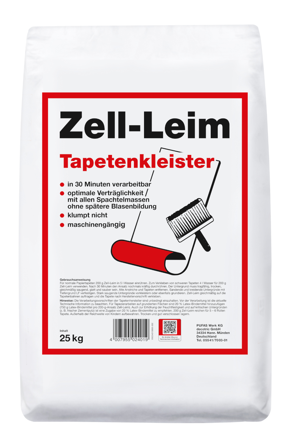 PUFAS KVS Zell-Leim Tapetenleim 25kg