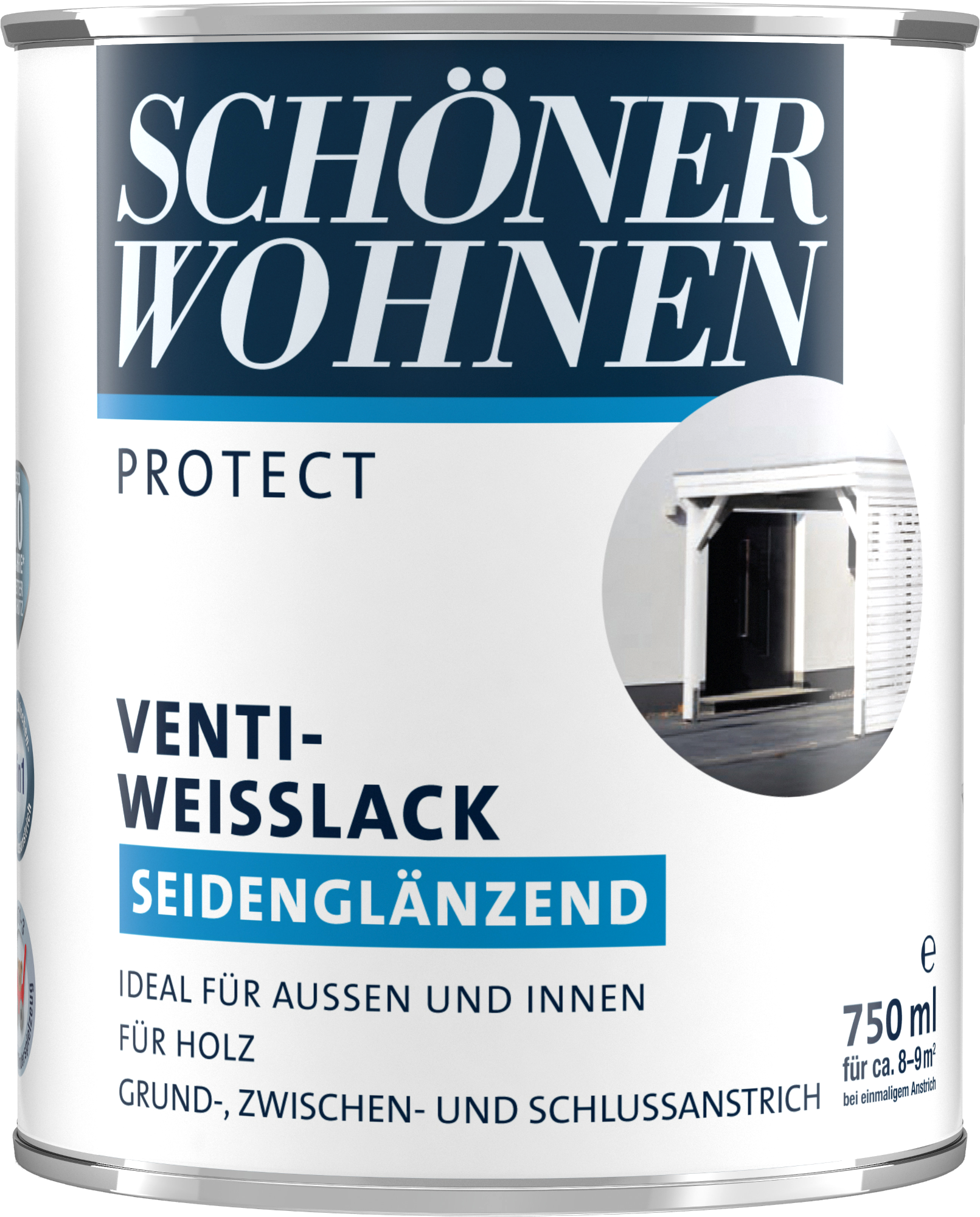 750ml Schöner Wohnen Protect Venti-Weisslack seidenmatt weiss