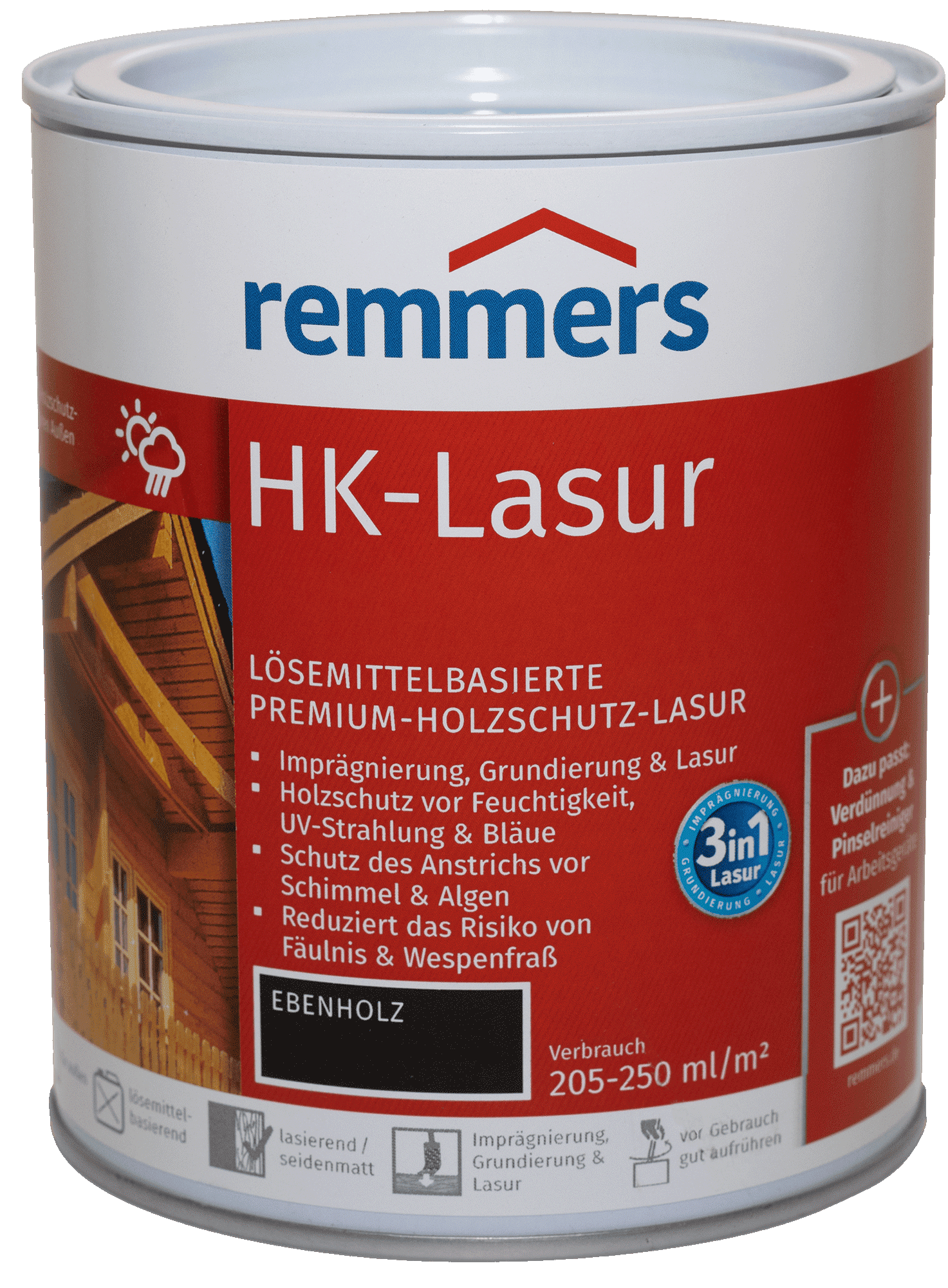 750ml Remmers HK Lasur Ebenholz