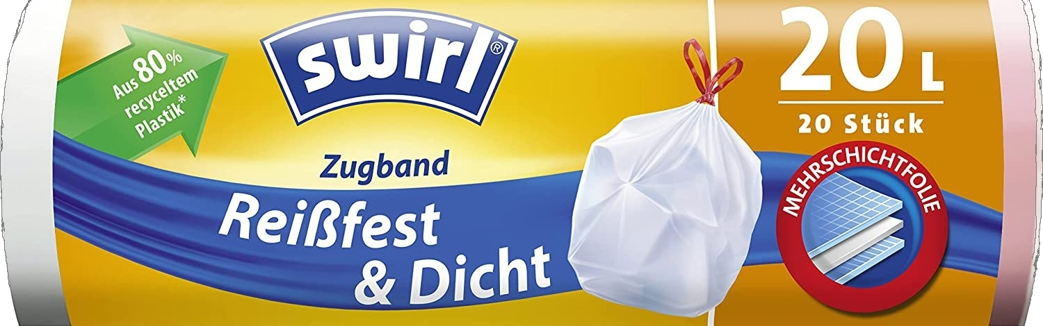 Swirl 20 Liter Müllbeutel mit Zugband R+D, (20/Rolle)