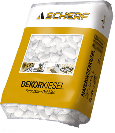 25kg SCHERF-Marmorzierkiesel Carrara-Weiss 25-40mm