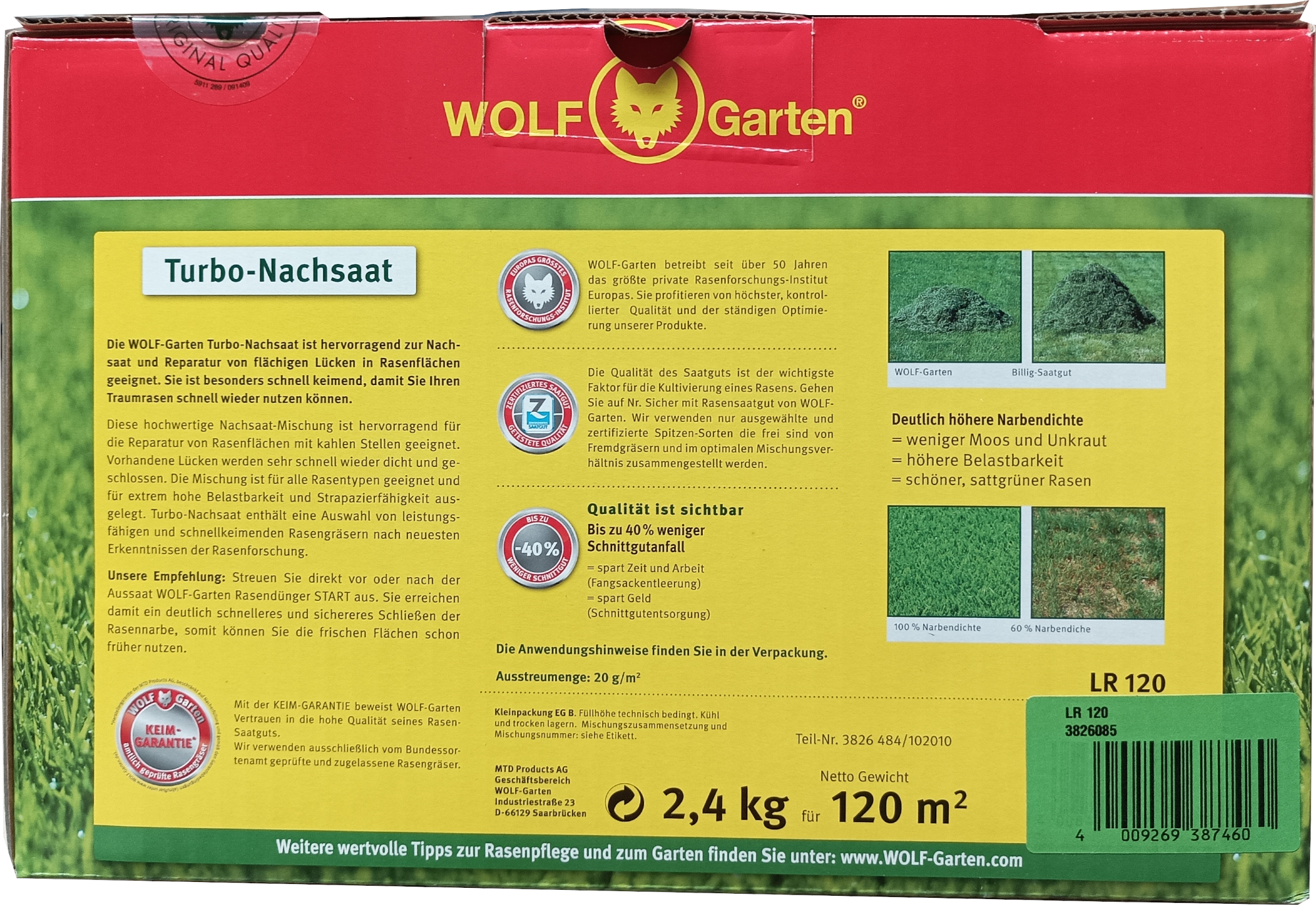 2,4kg Wolf-Garten LR 120 Turbo Nachsaat