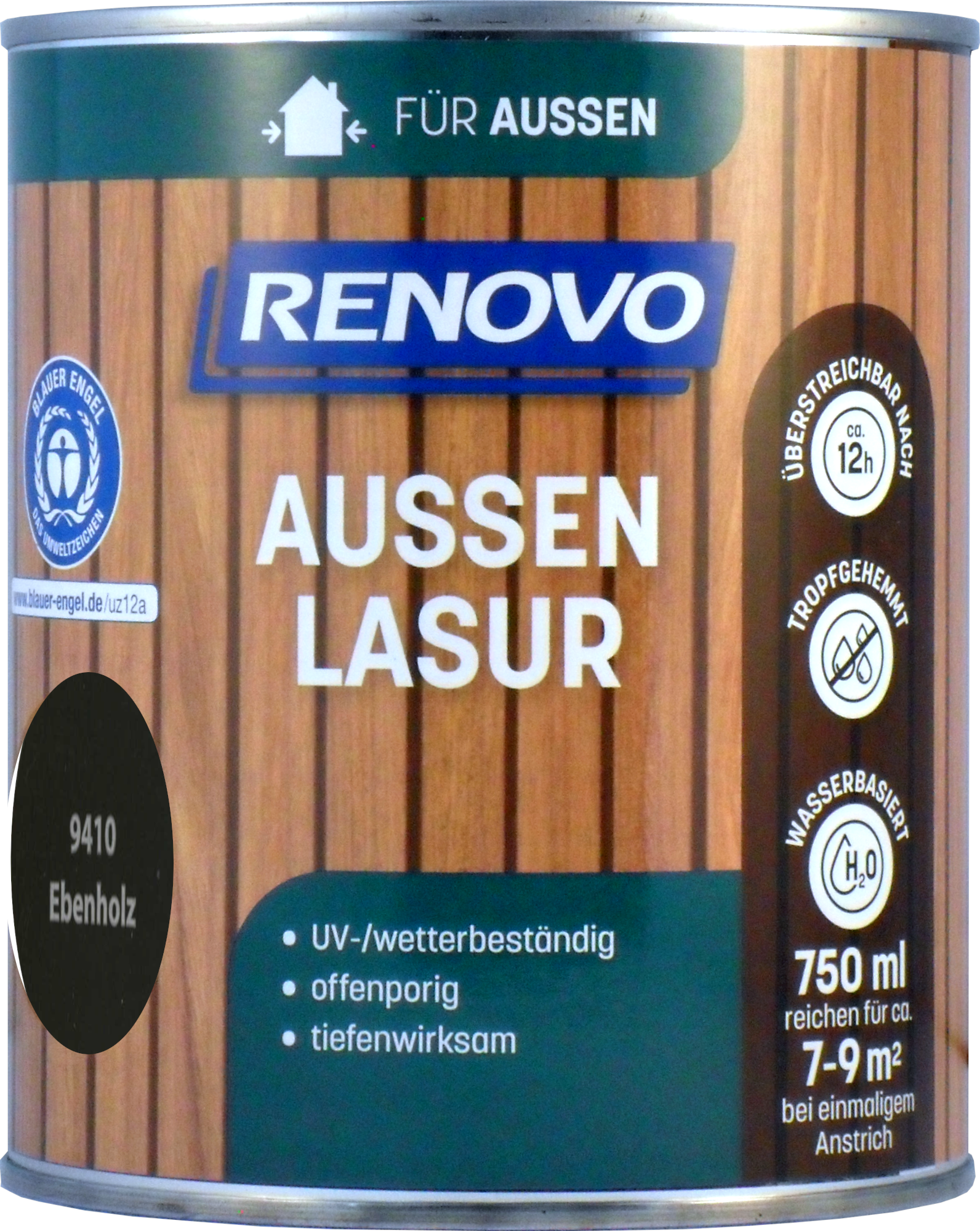 750ml Renovo Wetterlasur wb Nr.9410 Ebenholz