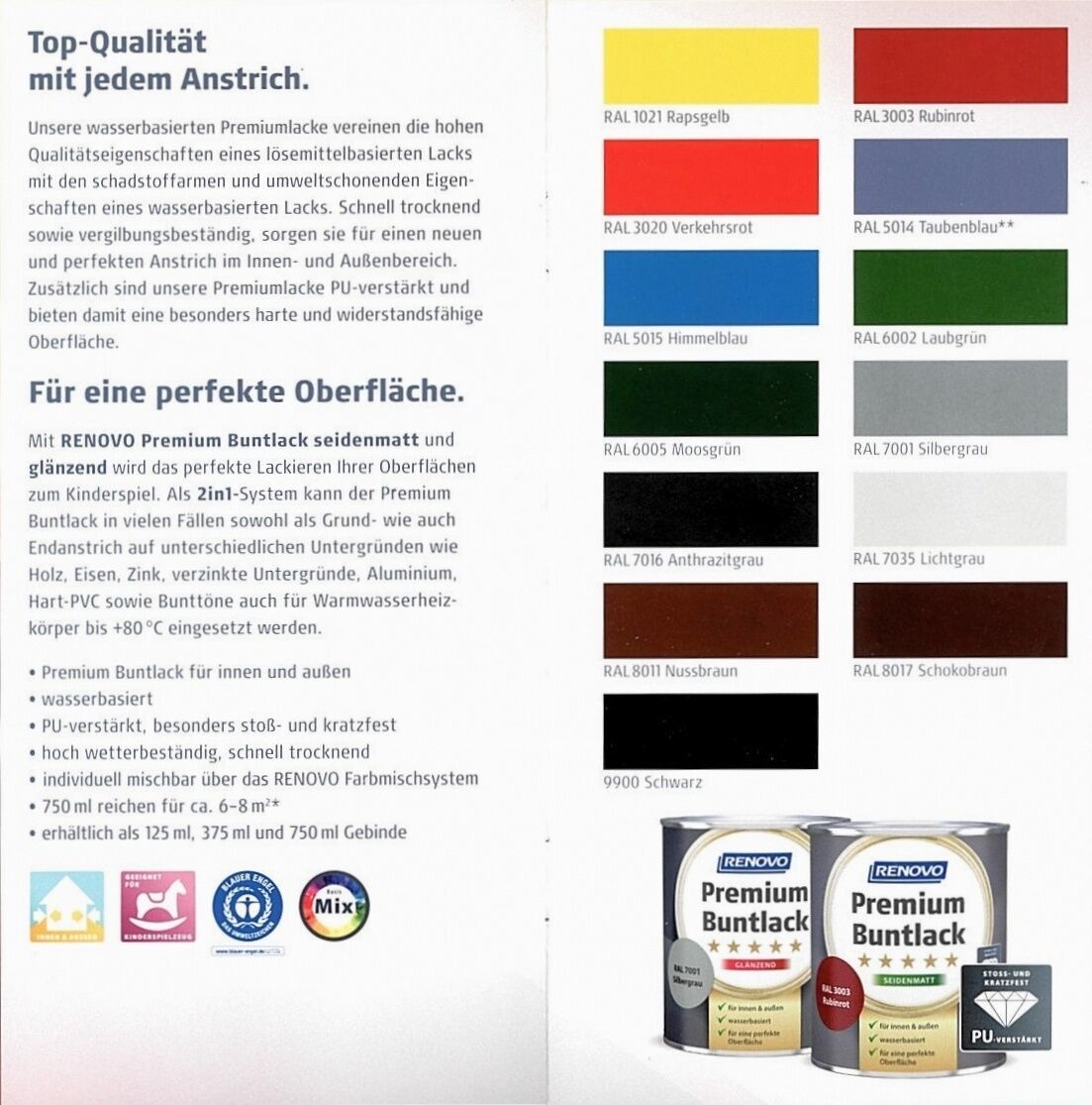 375ml Renovo Premium Buntlack seidenmatt RAL1021 Rapsgelb