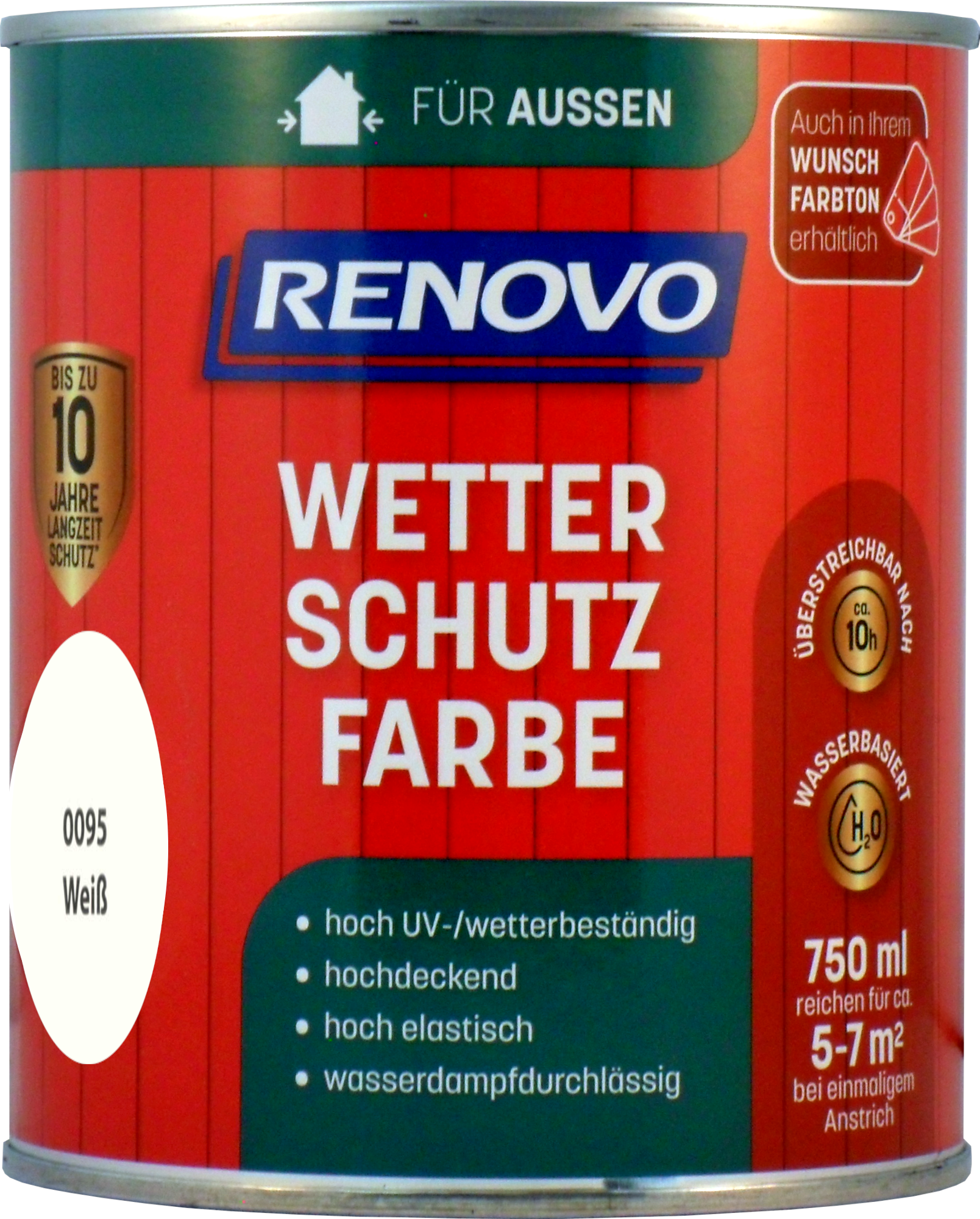 750ml Renovo Wetterschutzfarbe Nr.0095 weiss