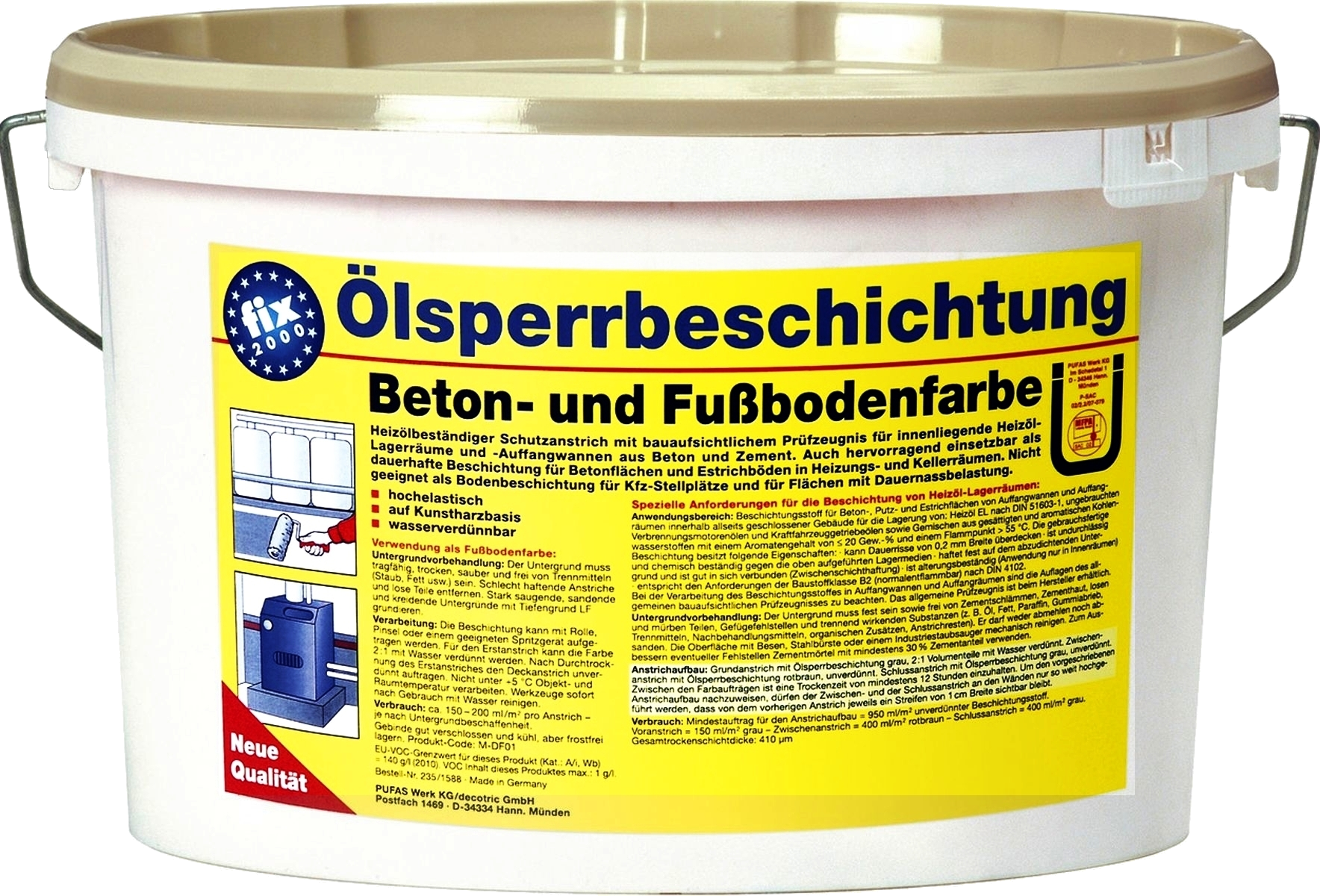 5L Ölsperrbeschichtung fix 2000 grau RAL 7032