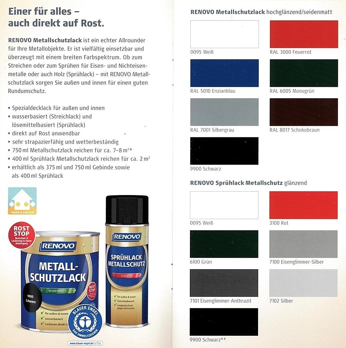 375ml Renovo Metallschutzlack hgl Schwarz