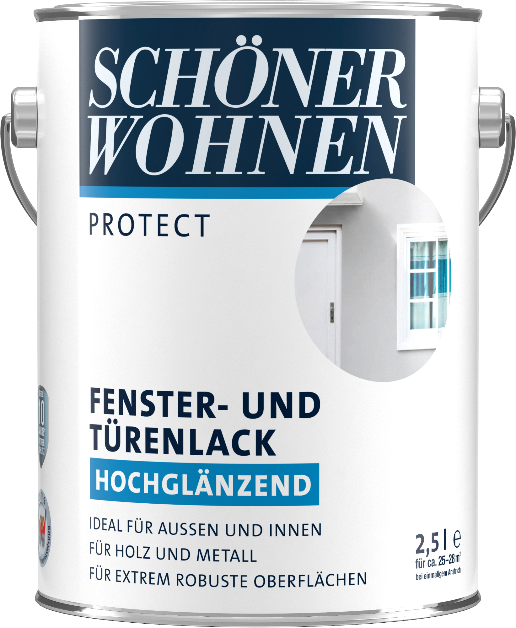 2,5L Schöner Wohnen Protect Fenster- und Türenlack glänzend weiss