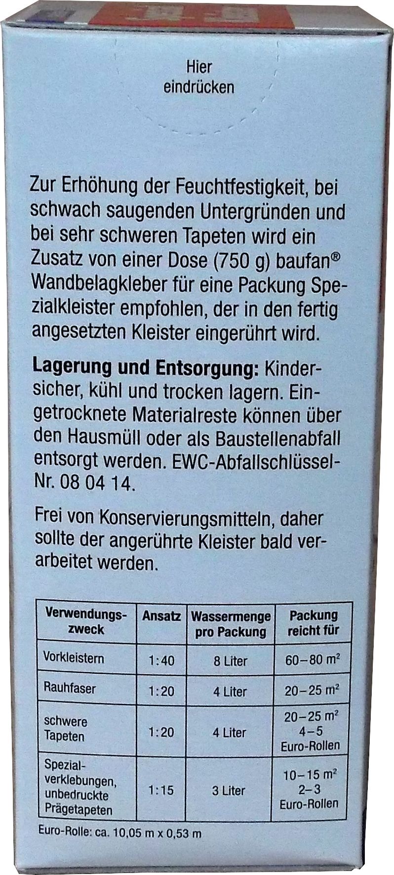 200g BAUFAN Spezial Tapetenkleister