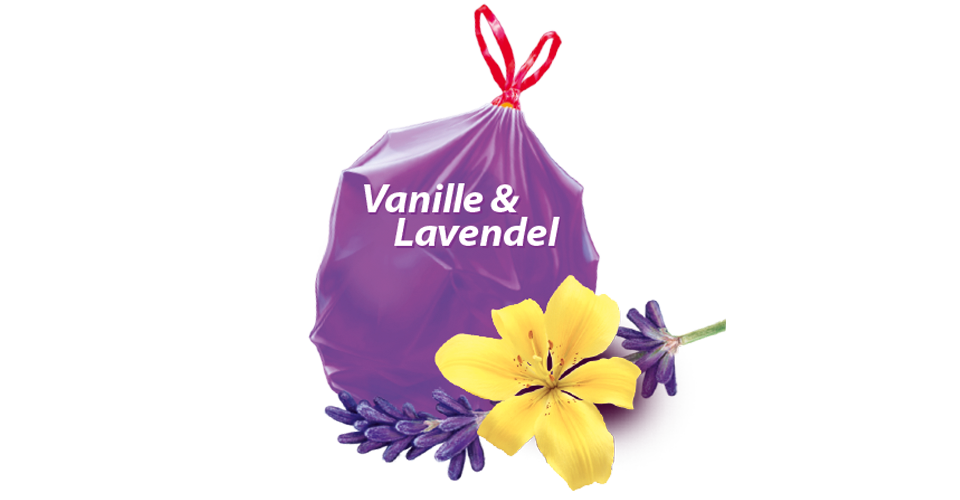 Swirl 20 Liter DUFT-Müllbeutel Vanille-Lavendel, (12/Rolle), 45x50cm