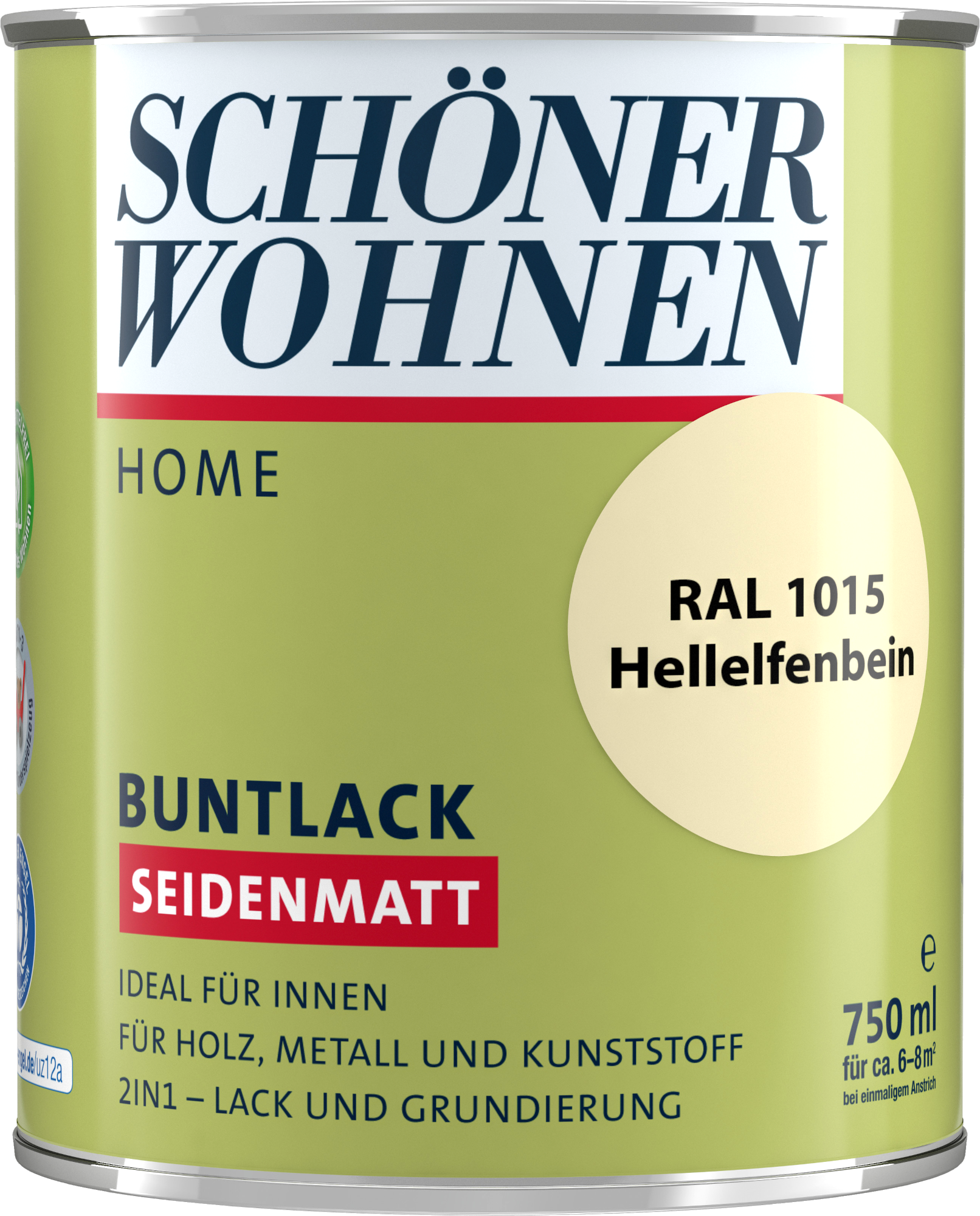 750ml Schöner Wohnen Home Buntlack seidenmatt, RAL 1015 Hellelfenbein