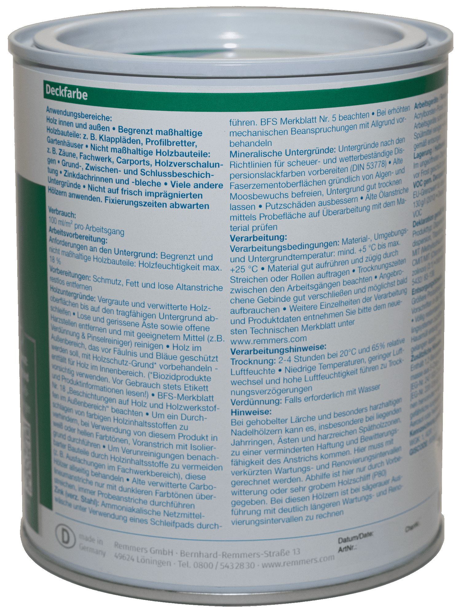 750ml Remmers Deckfarbe Tabakbraun