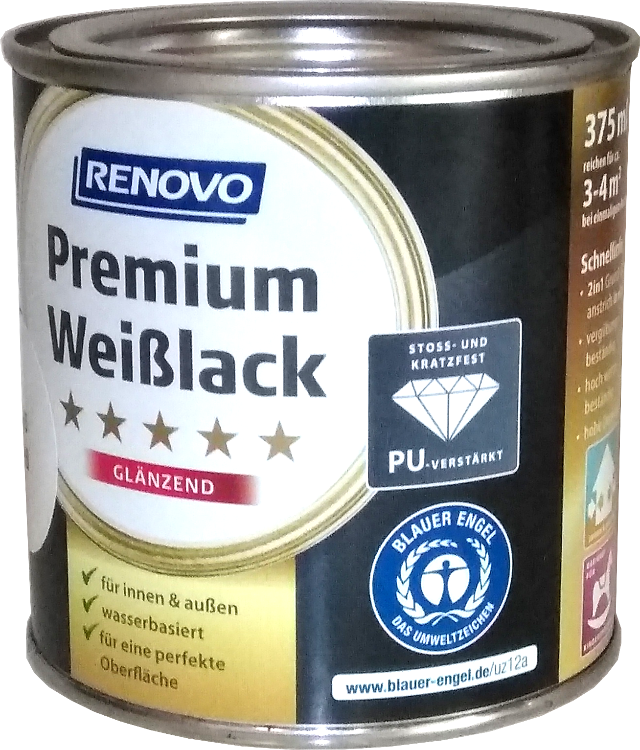 375ml RENOVO Premium Weißlack glänzend Weiss RAL0095