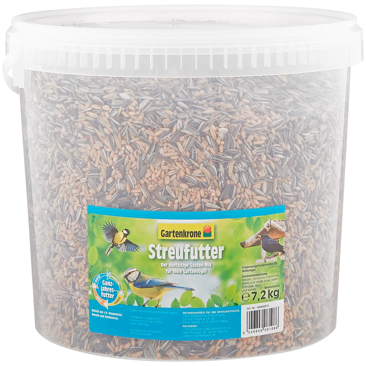 7,2kg Gartenkrone Streufutter, im Eimer