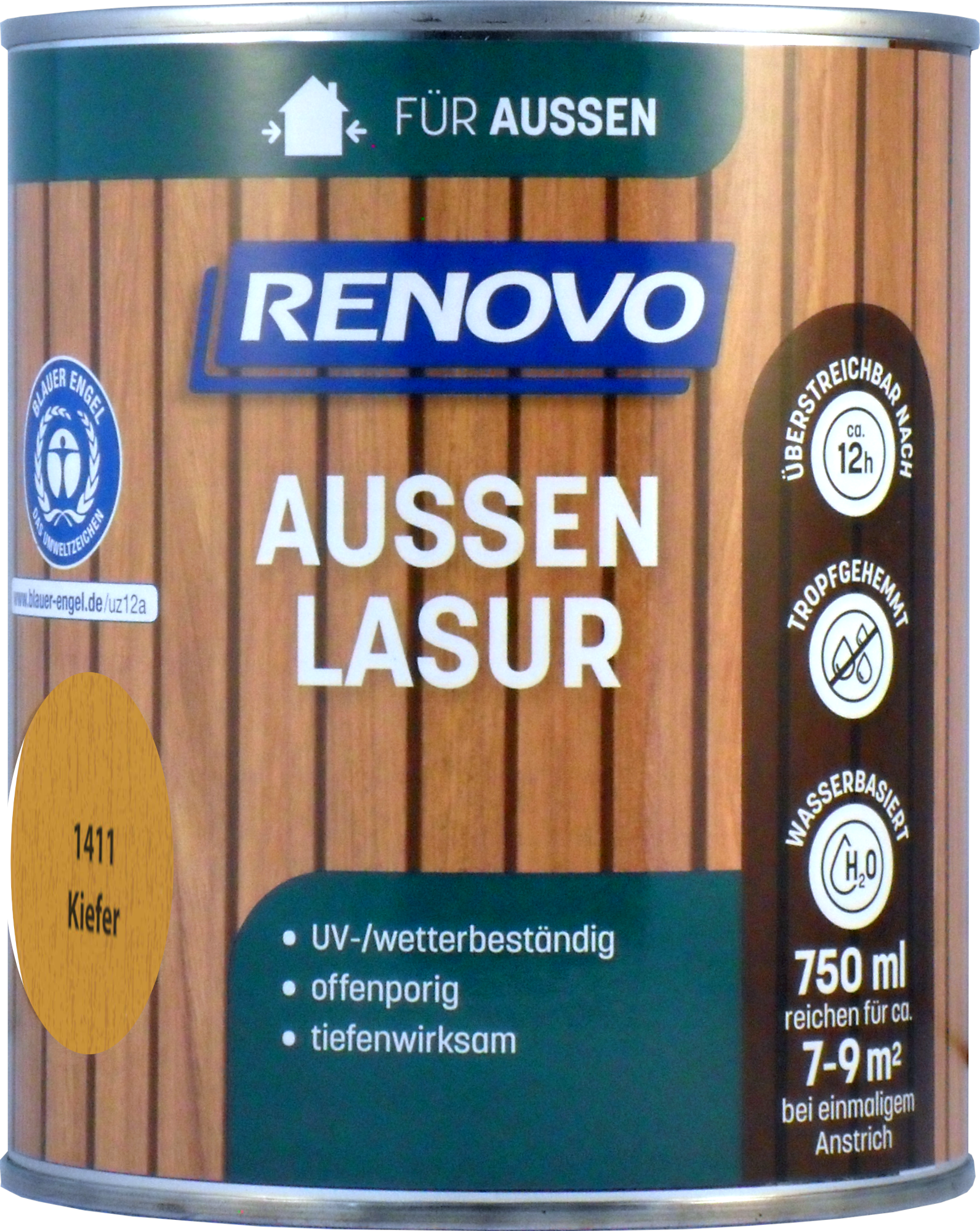 750ml Renovo Wetterlasur Nr.1411 Kiefer