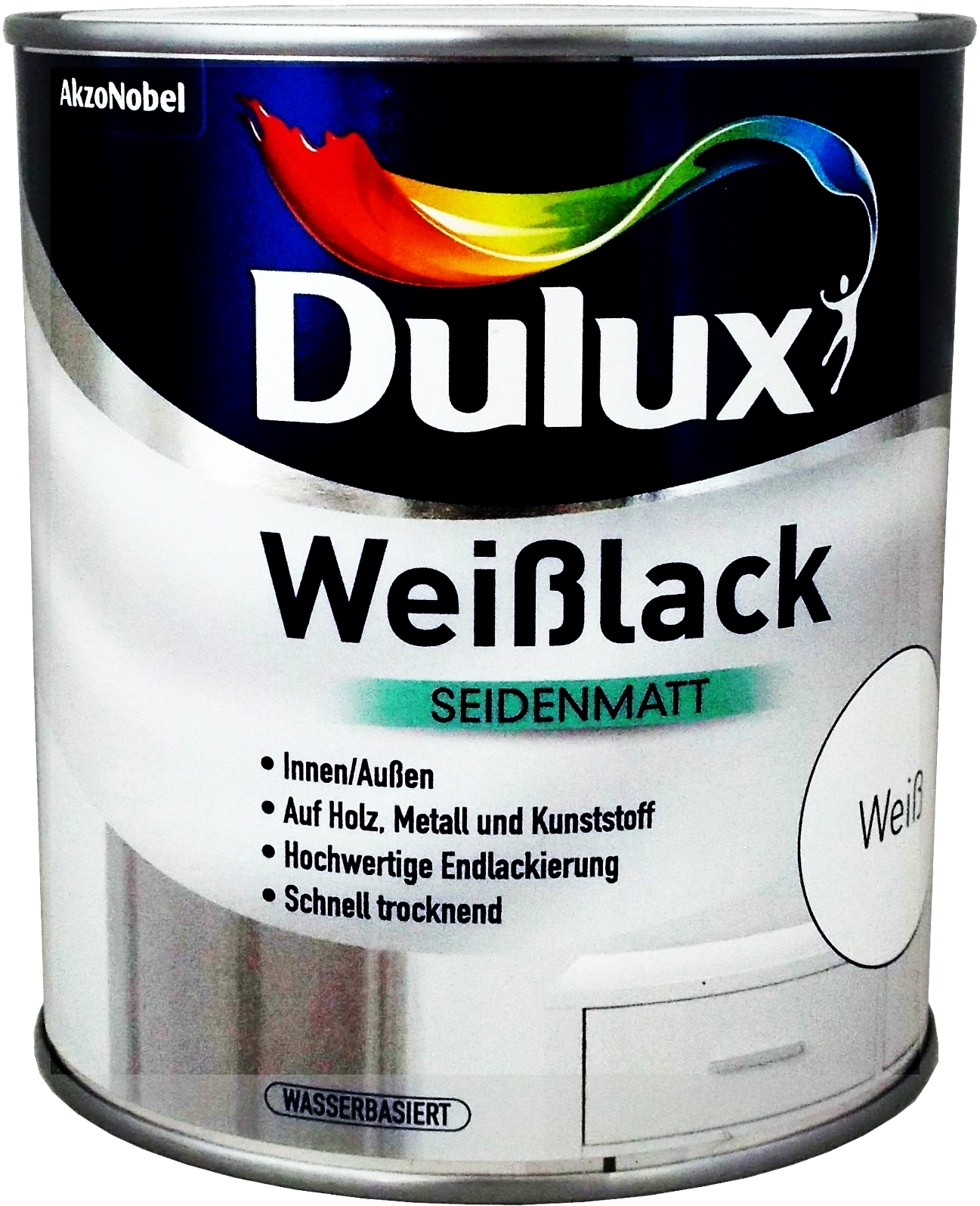 750ml DULUX Weißlack seidenmatt wasserbasiert