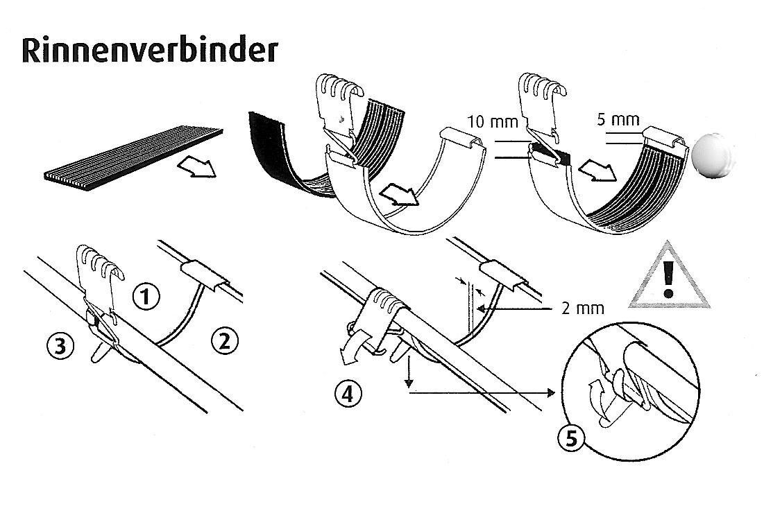 6x Rinnenverbinder Titanzink für Dachrinnen Gr.333