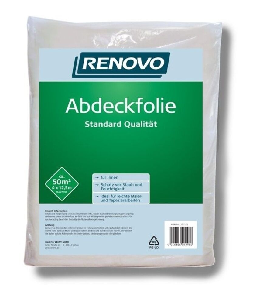 50qm PE-Allzweckfolie Malerabdeckfolie (4x12,5m)