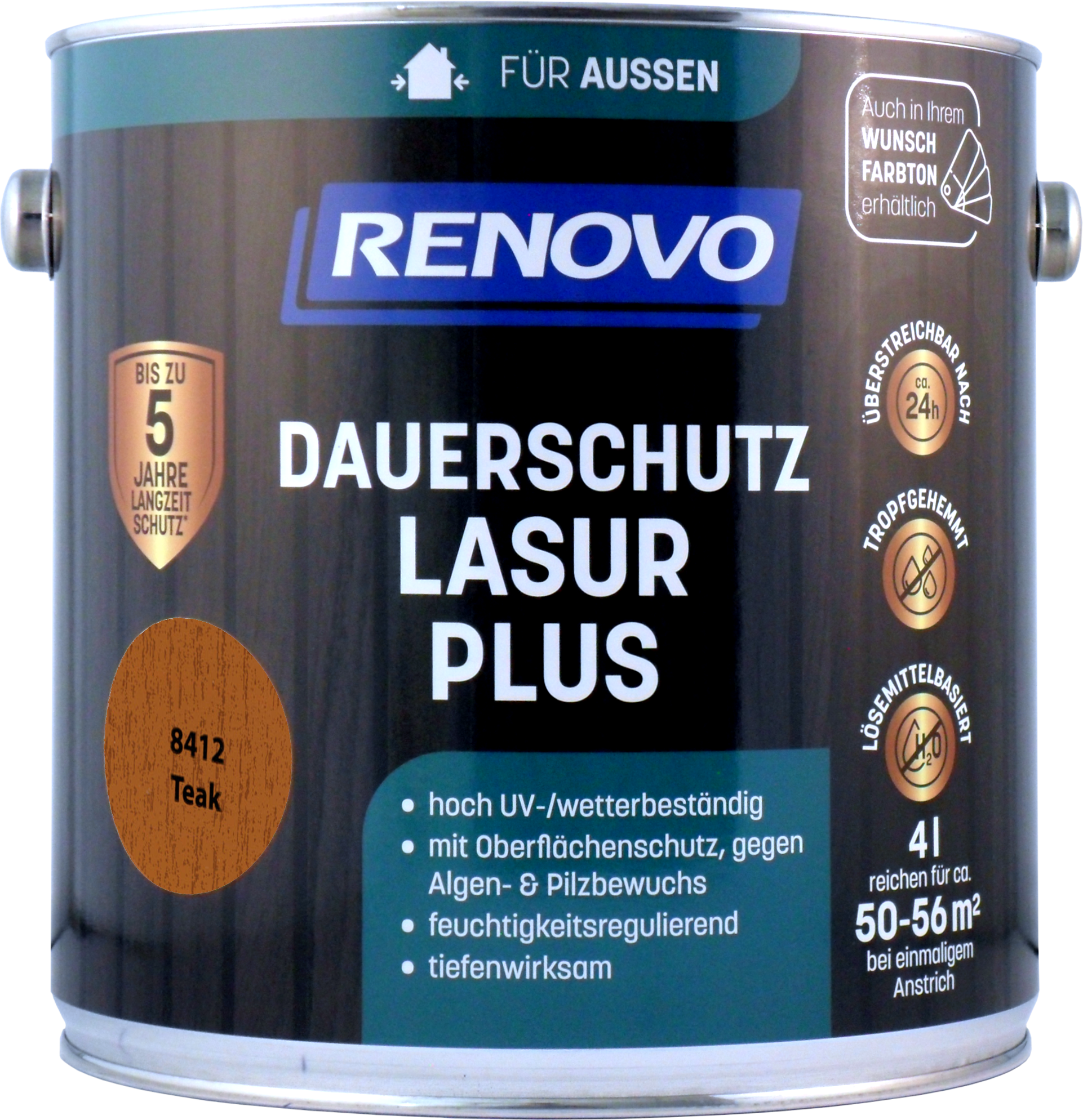 4L Renovo Dauerschutzlasur PLUS Nr.8412 teak