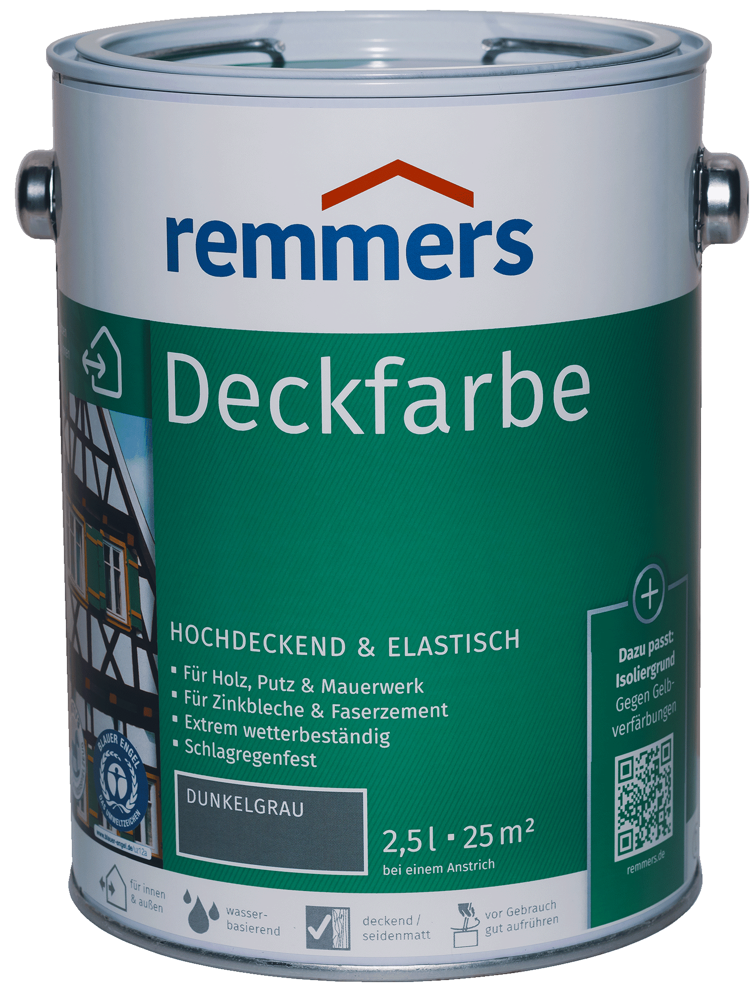 2,5L Remmers Deckfarbe Dunkelgrau Wetterschutz