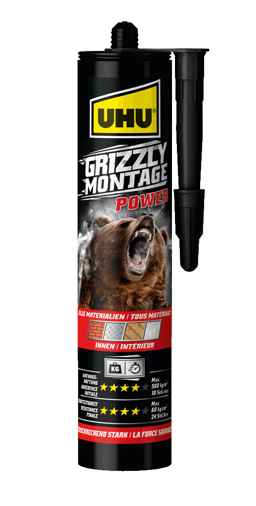 370g UHU Grizzly Montagekleber Power Weiß Kartusche