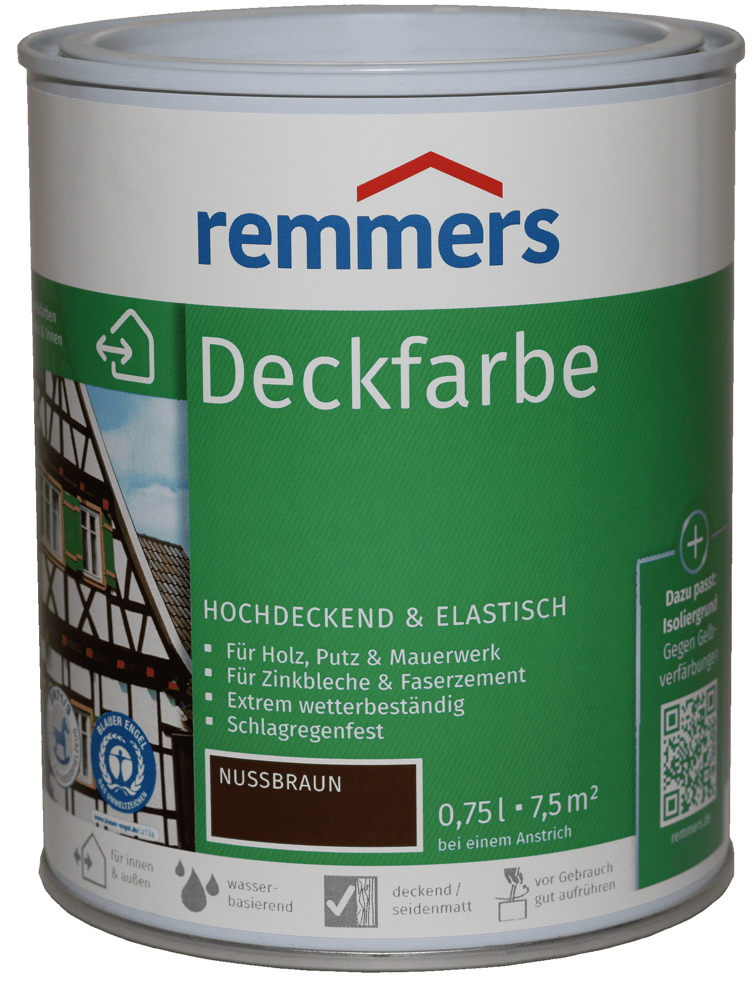 750ml Remmers Deckfarbe Nussbraun