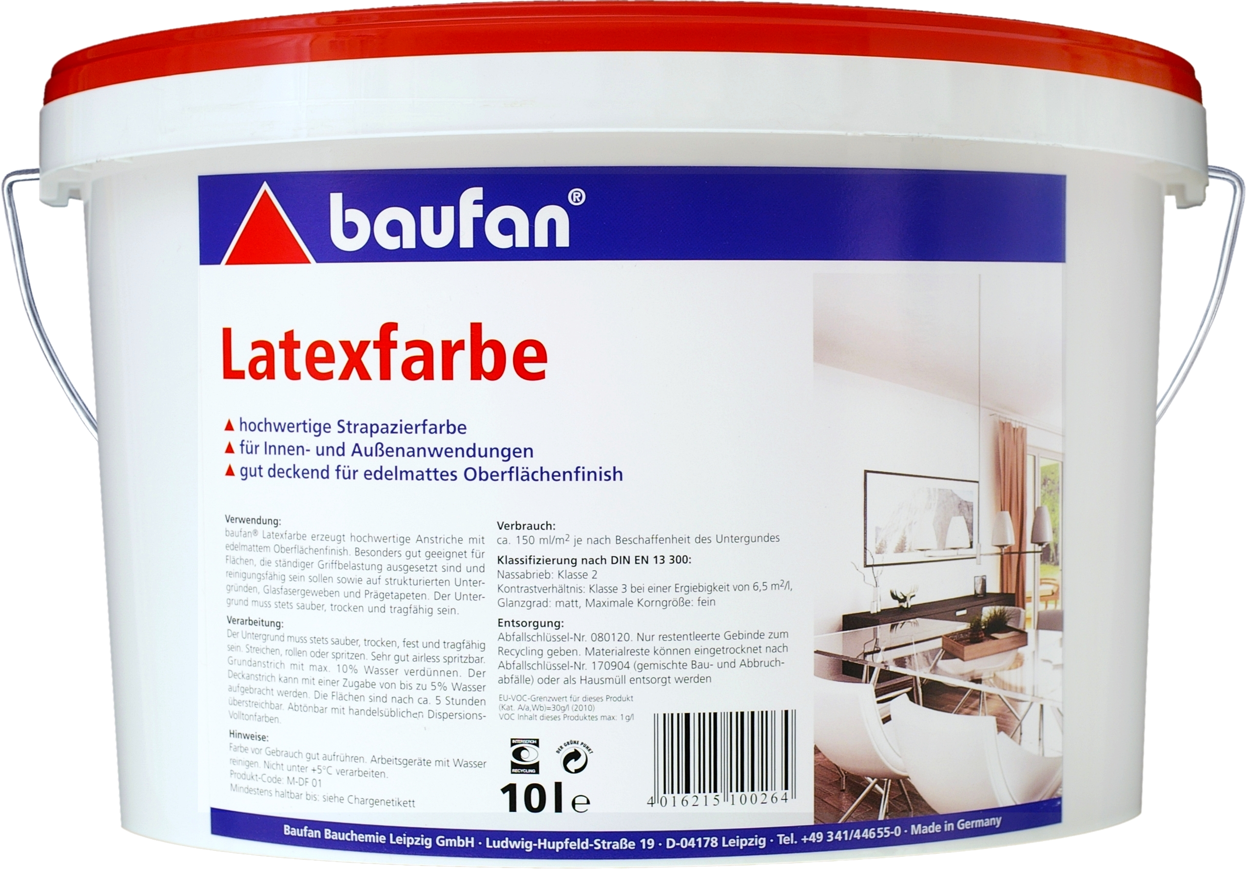 10 Liter BAUFAN Latexfarbe weiß