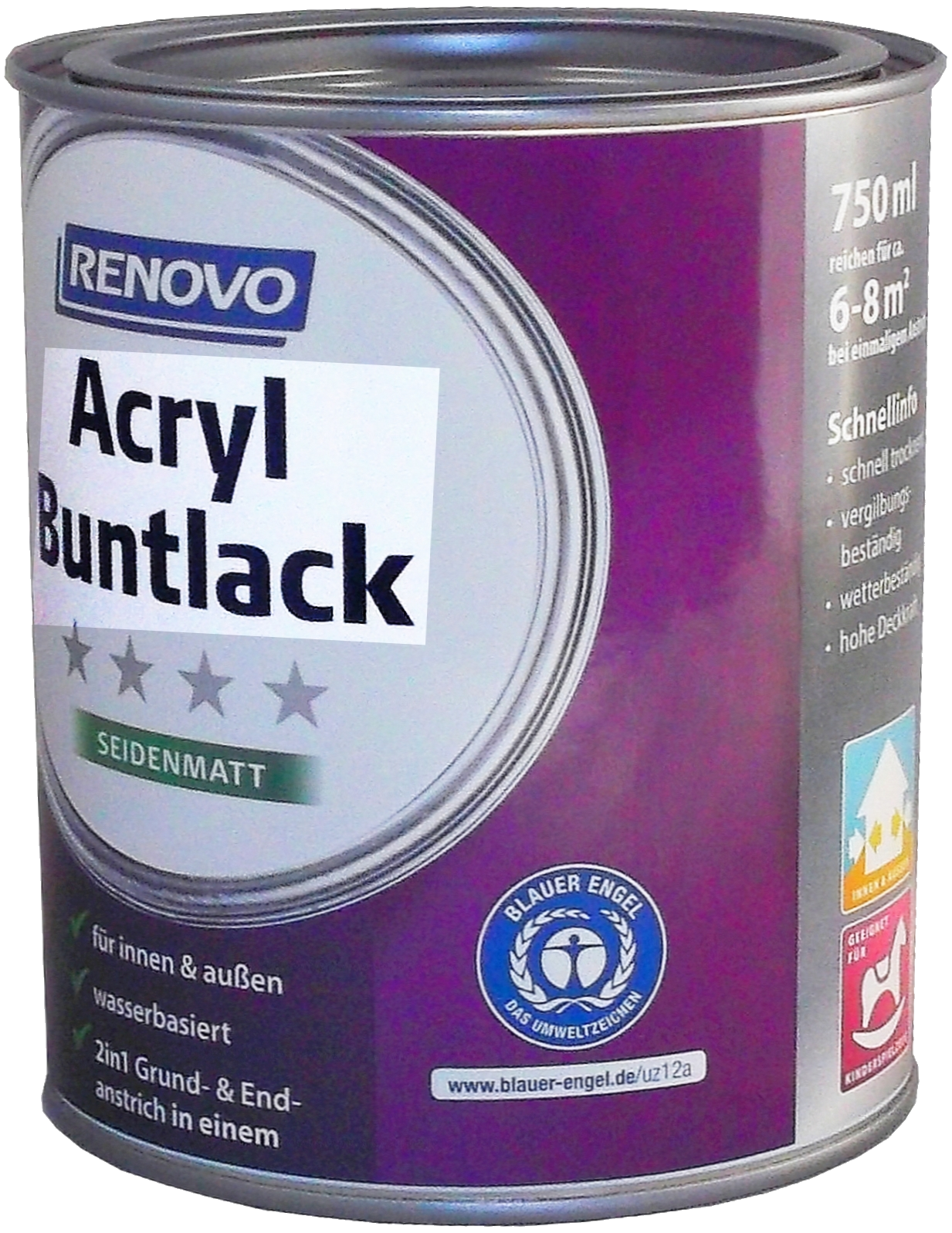 750ml Renovo Acryl Seidenmattlack Nr.9900 schwarz