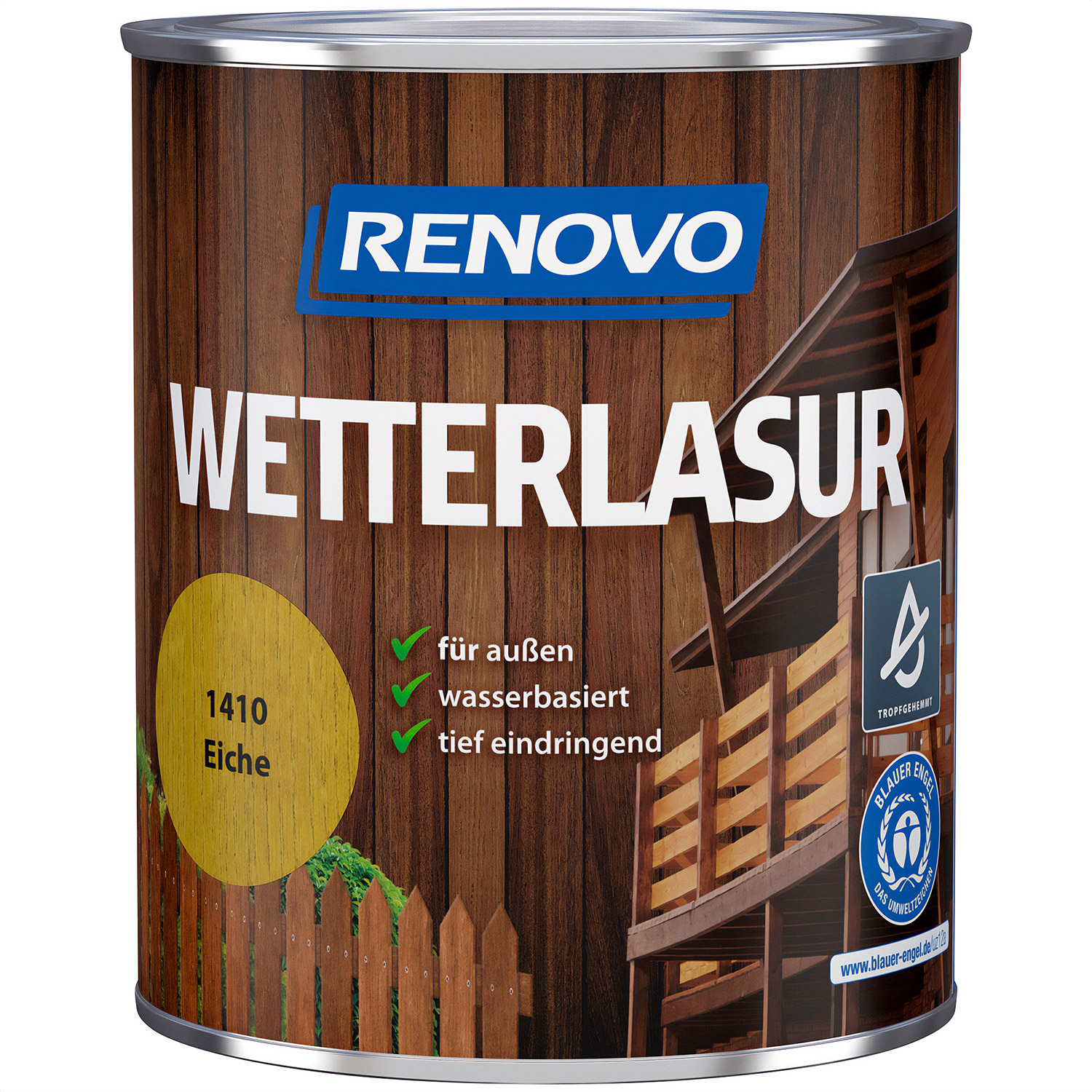 750ml Renovo Wetterlasur/ Aussenlasur Nr.1410 Eiche