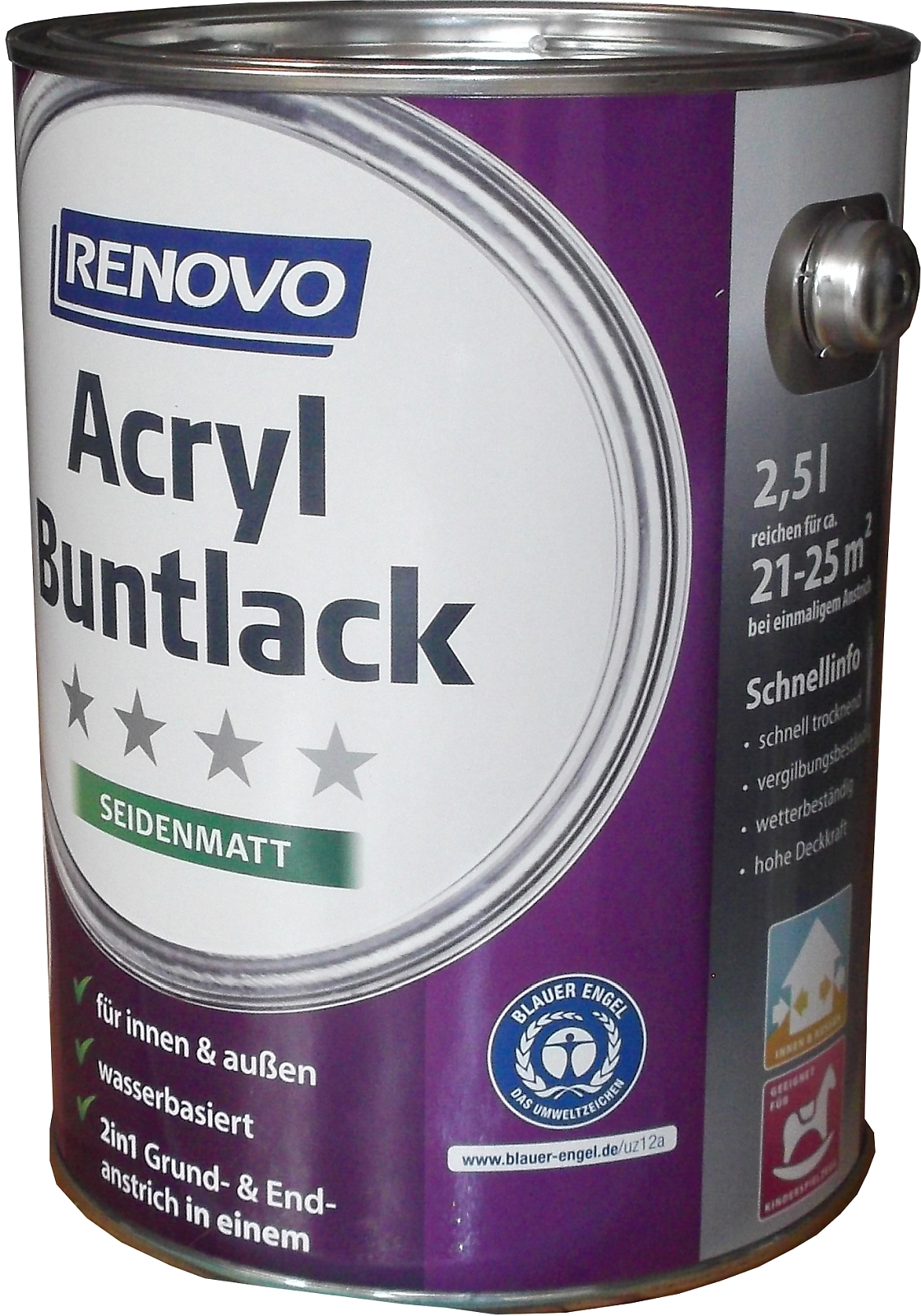 2,5L Renovo Acryl Seidenmattlack Nr.0095 weiss