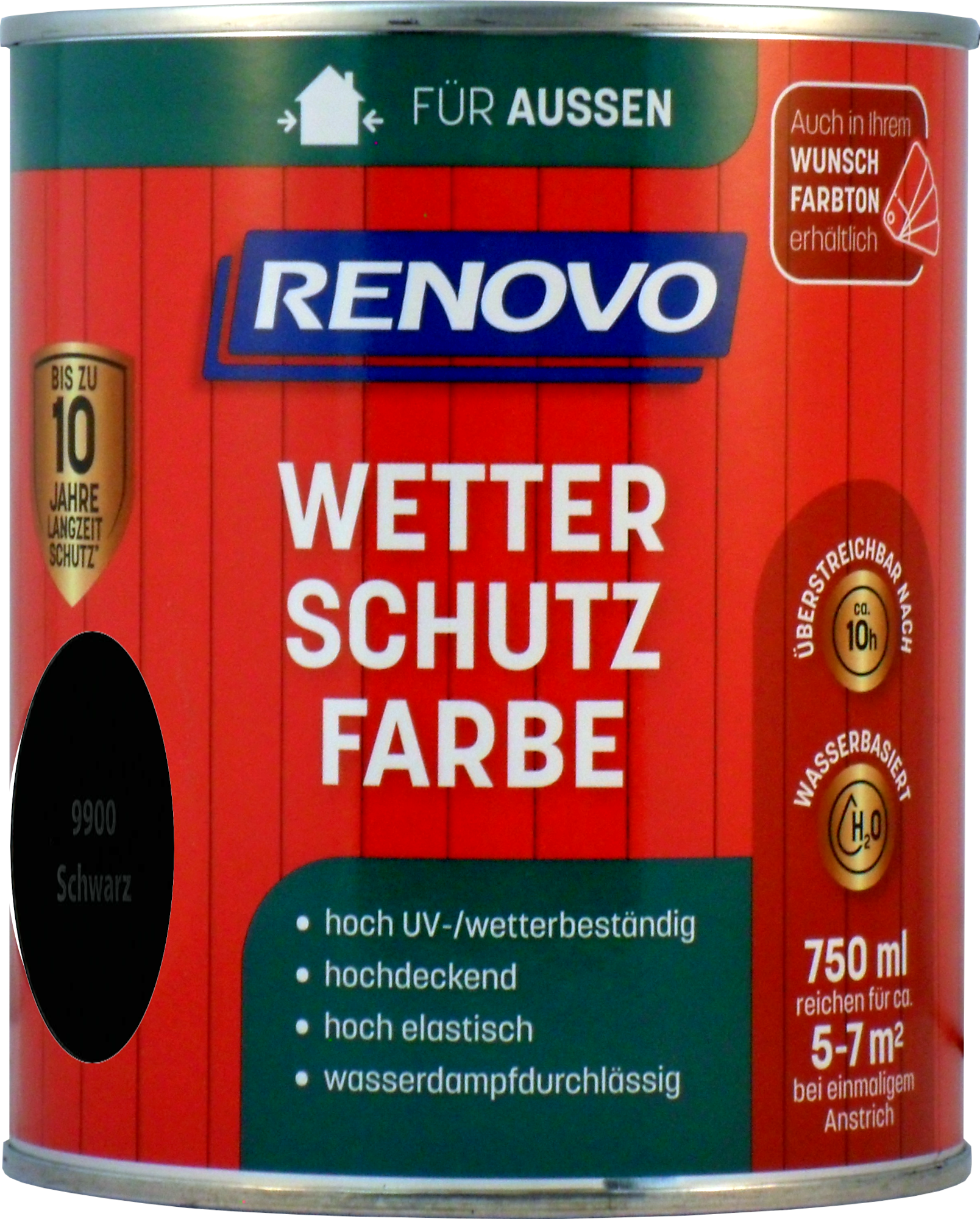 750ml Renovo Wetterschutzfarbe Nr.9900 schwarz