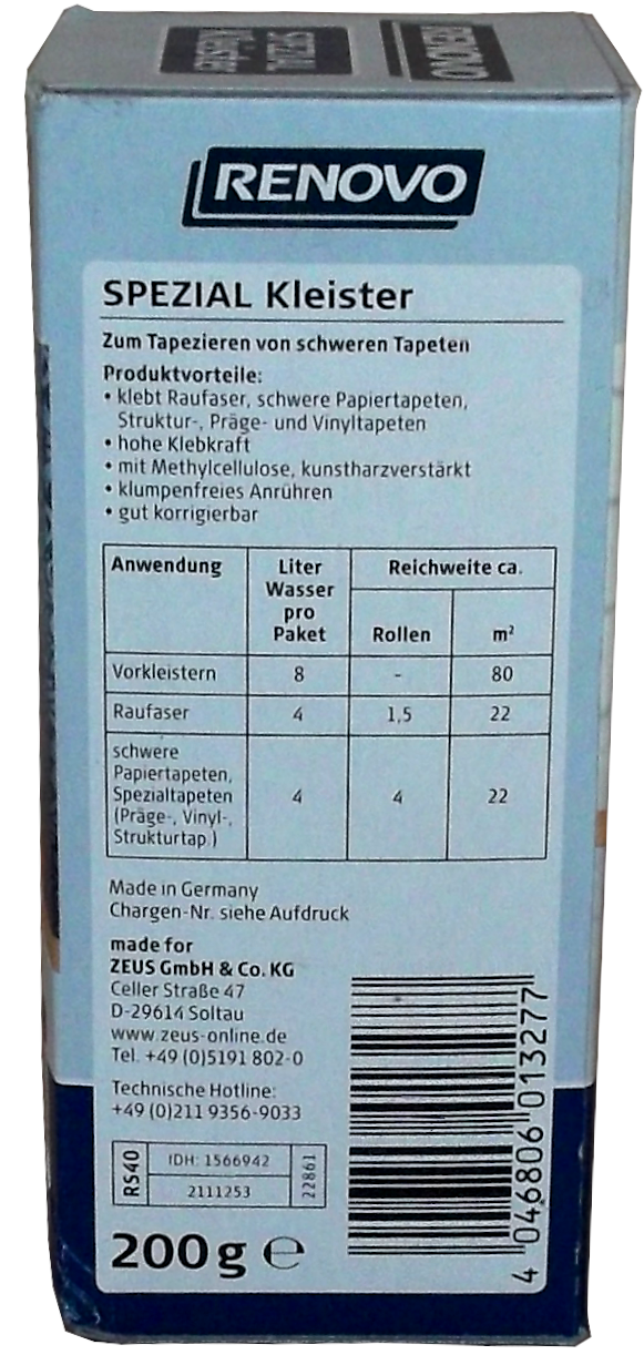 200g RENOVO Spezial-Kleister für schwere Tapeten