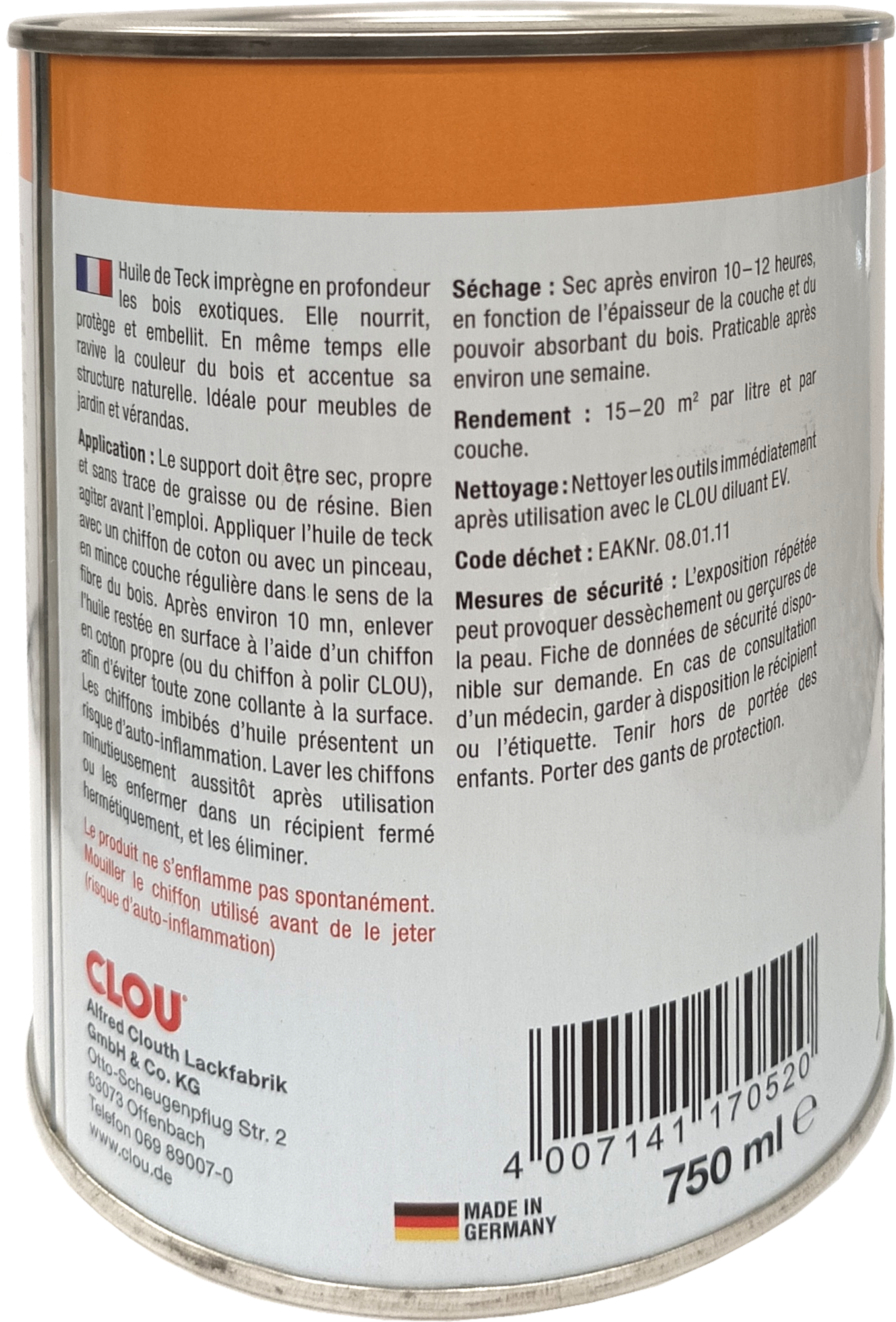 750ml Clou Teaköl