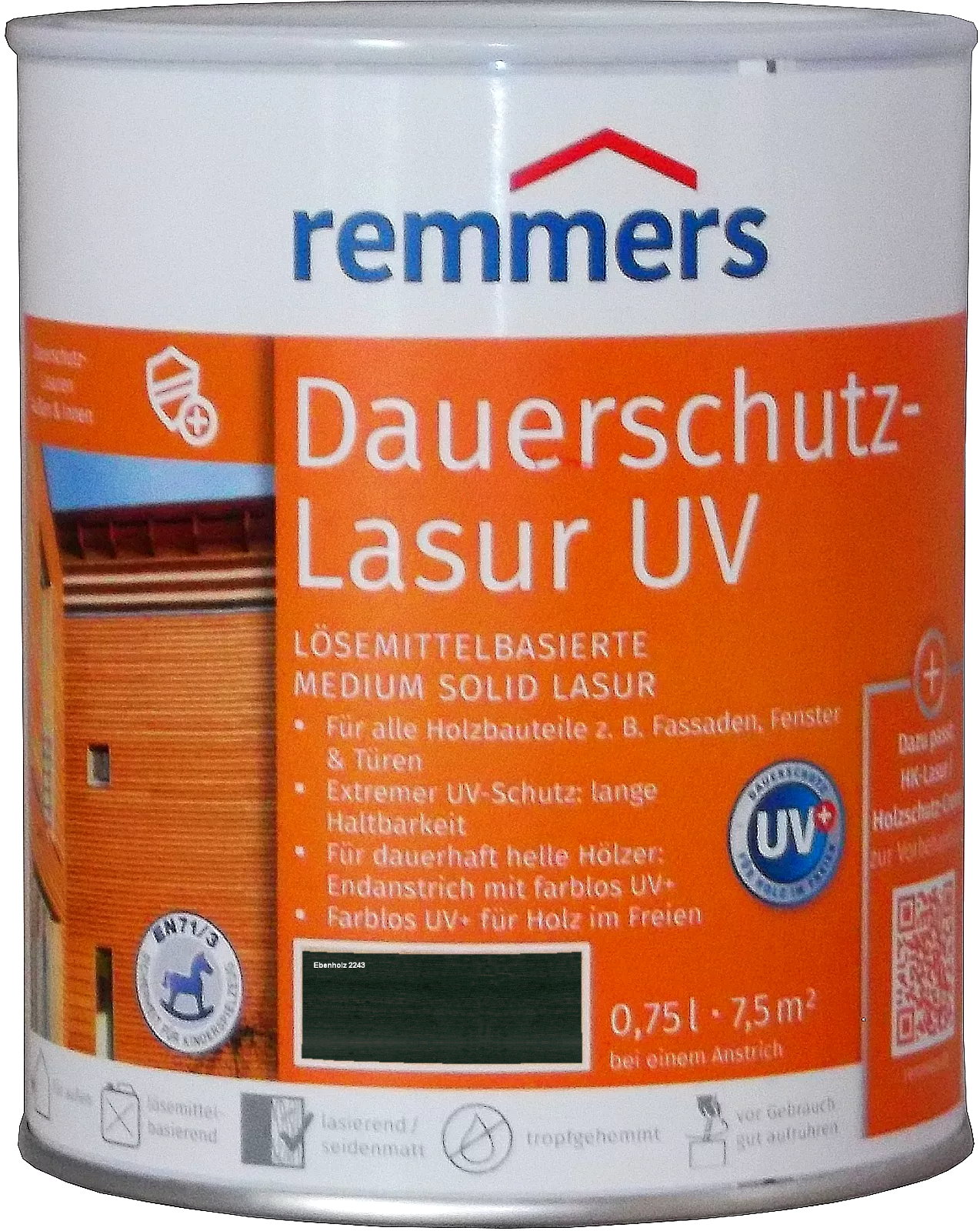 750ml Remmers Dauerschutz-Lasur UV Ebenholz