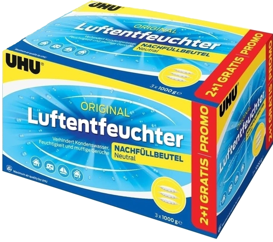 UHU Luftentfeuchter Nachfüllbeutel 3x1000g