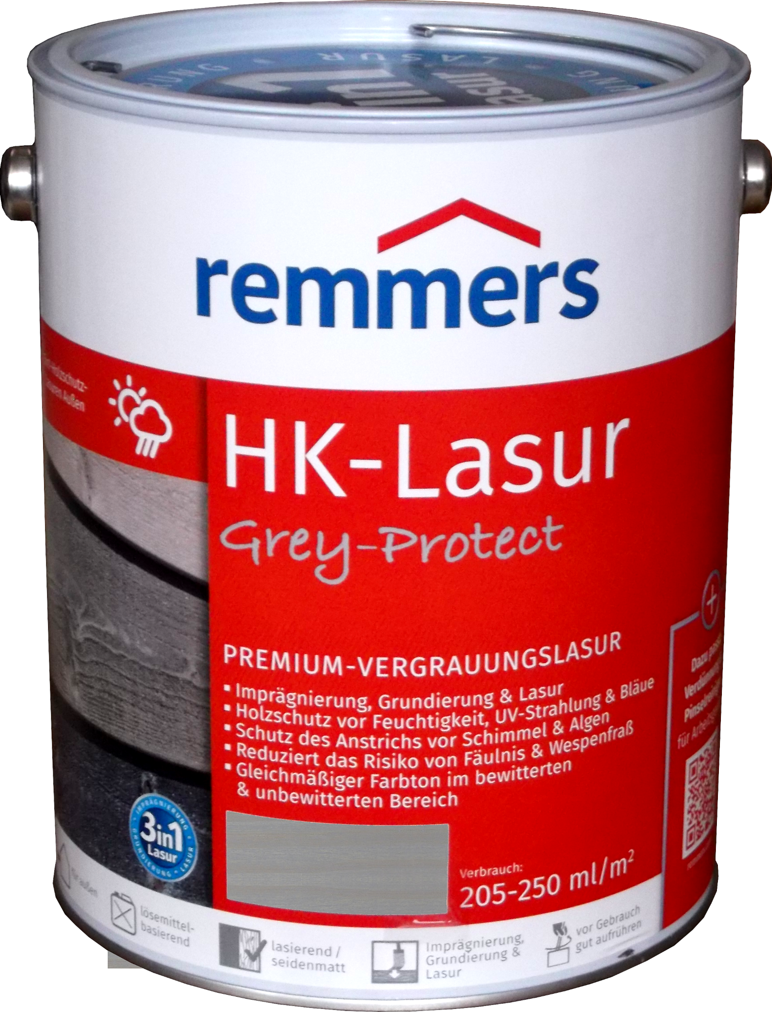 5L Remmers HK Lasur Wassergrau Grey Protect