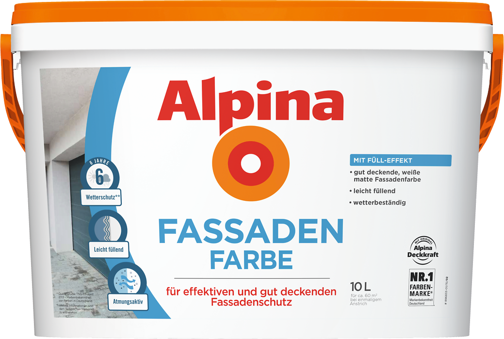 10 Liter ALPINA Fassadenfarbe weiss matt