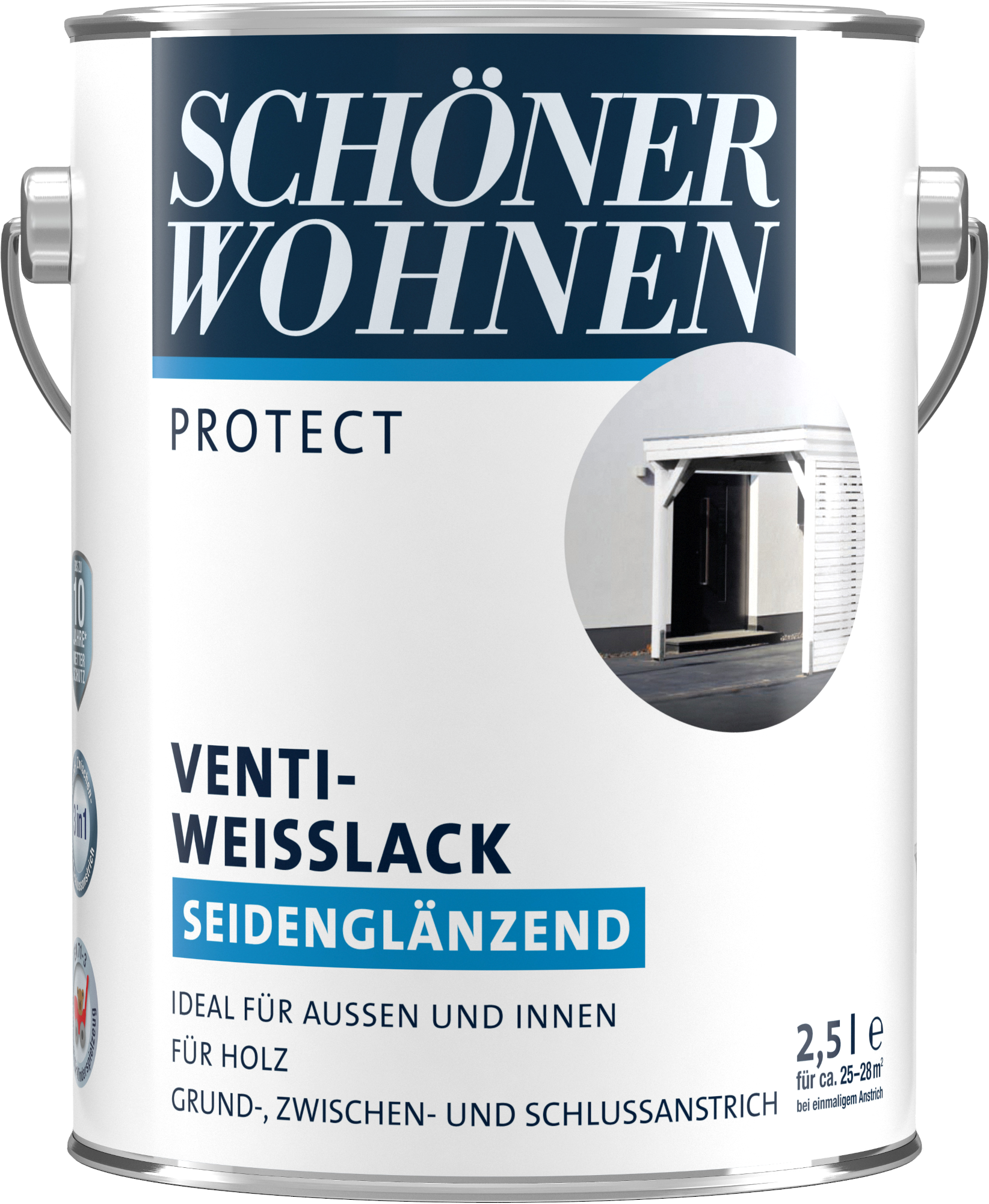 2,5L Schöner Wohnen Protect Venti-Weisslack seidenglänzend weiss