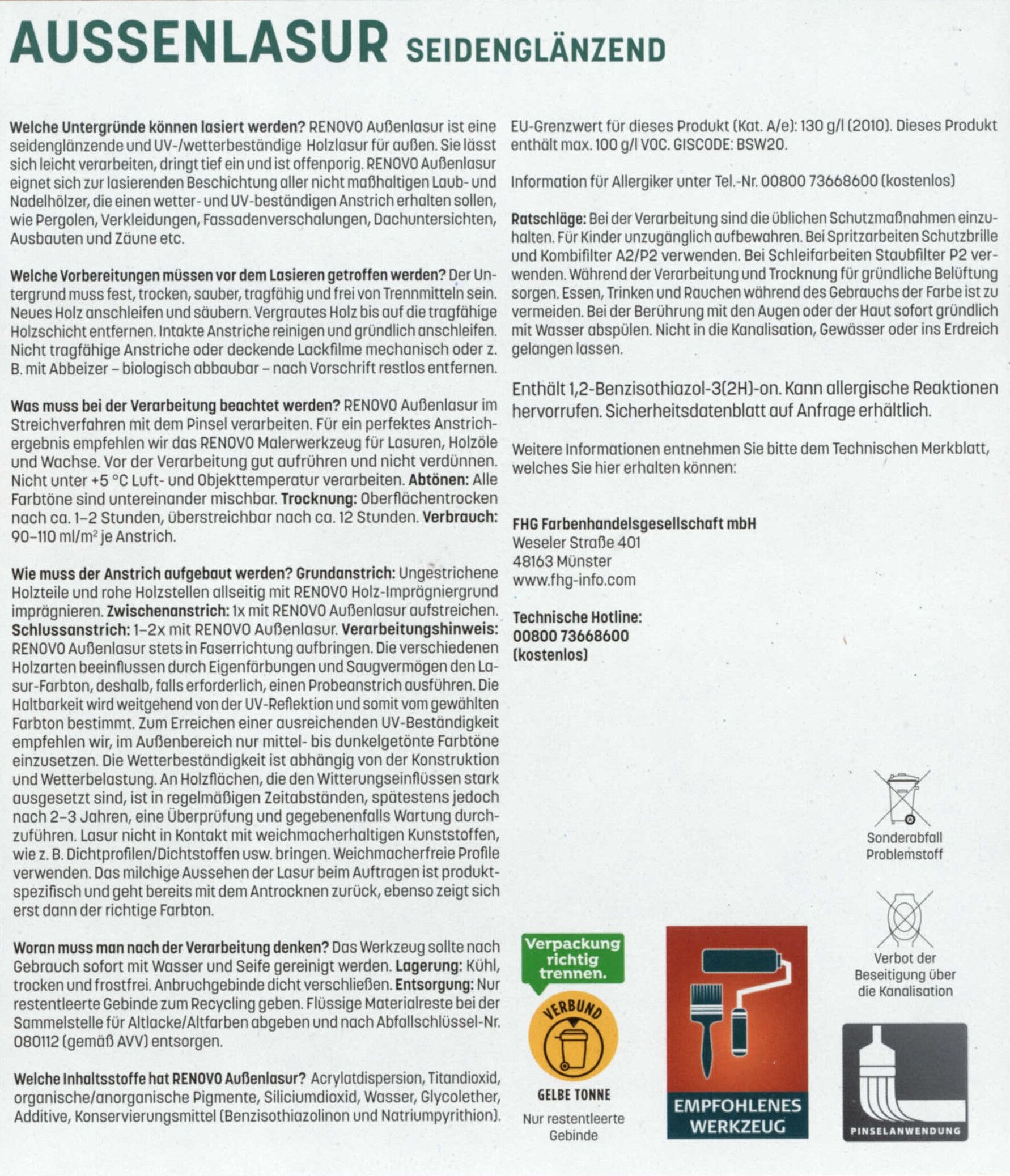 750ml Renovo Wetterlasur/ Aussenlasur Nr.1417 Oregon Pine ehemals Kirsche
