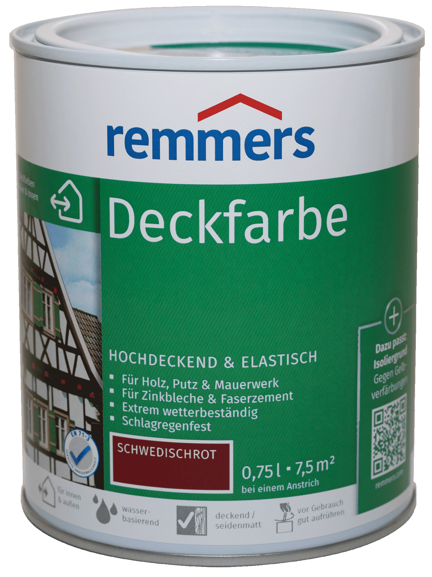 750ml Remmers Deckfarbe SchwedischRot