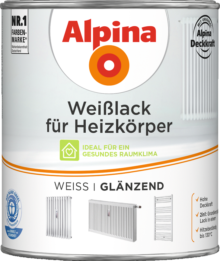 2L ALPINA Weißlack für Heizkörper glänzend