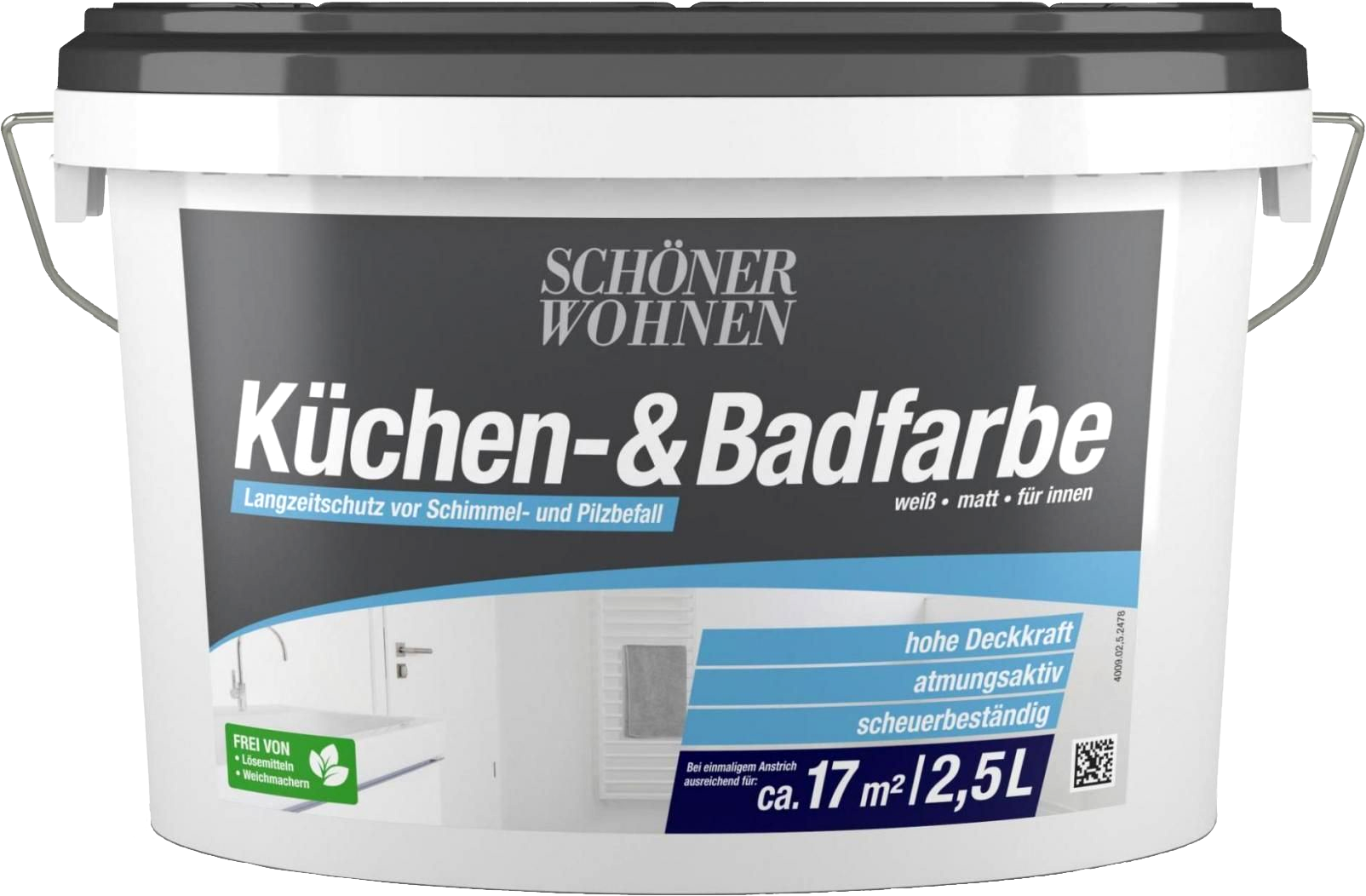 2,5L Schöner Wohnen Küchen- Badfarbe Wandfarbe & WOHNEN Farbenfritze Weiß matt, 0000 | | Wandfarben SCHÖNER 