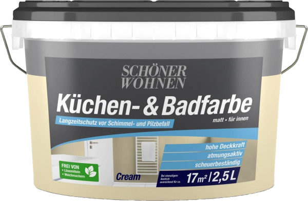 2,5L Schöner Wohnen Küchen-& Badfarbe matt, 1514 Cream