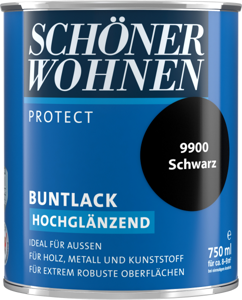 750ml Schöner Wohnen Protect Buntlack hochglänzend 9900 Schwarz