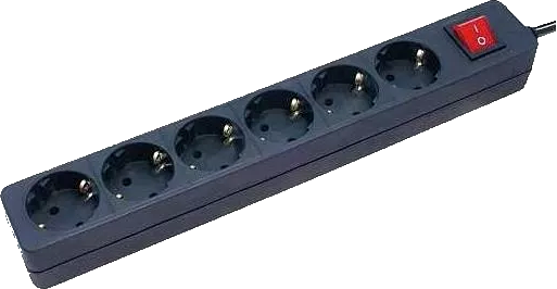 Steckdosenleiste mit Schalter 6-fach schwarz 1,4m