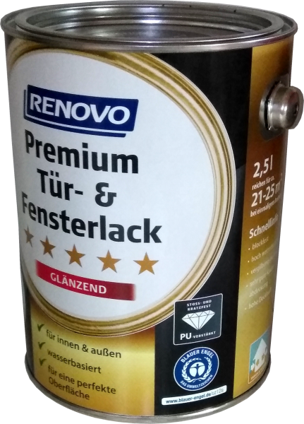2,5L RENOVO Premium Tür- & Fensterlack RAL0095 Weiss glänzend