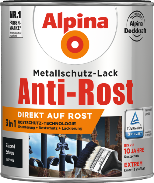 2,5L ALPINA Anti-Rost glänzend schwarz 9005