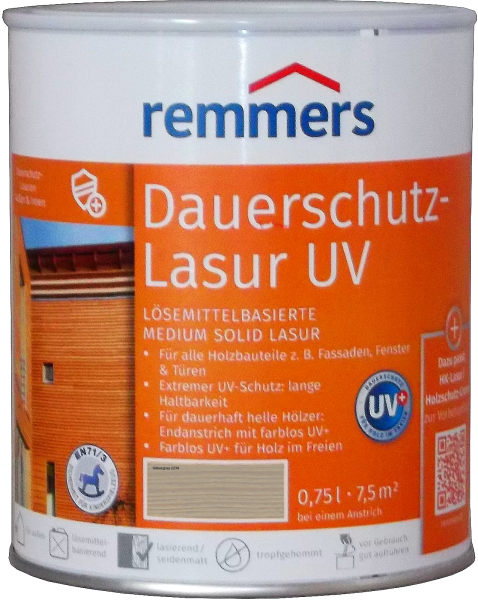 750ml Remmers Dauerschutz-Lasur UV Silbergrau