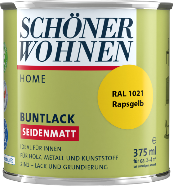 375ml Schöner Wohnen Home Buntlack seidenmatt, RAL 1021 Rapsgelb