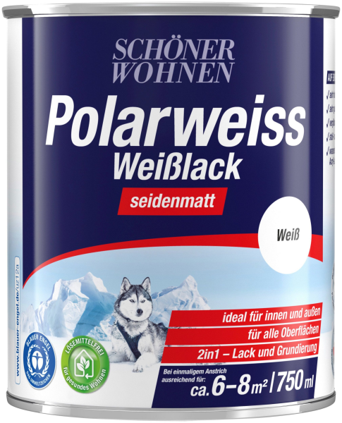 750ml Schöner Wohnen Polarweiss Weisslack seidenmatt, Weiß